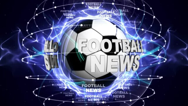 Football News Text Animation around the Soccer Ball Background Loop 4k