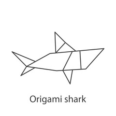 Obraz premium Logo tiburón de papel estilo origami con lineas de color gris