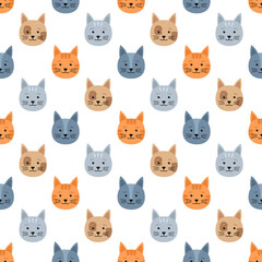 Seamless pattern with cats, vector illustration