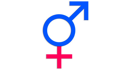 symbolic signs of people, gender men and women on white isolated background, non-gender people concept, personality with non-binary identity, genderqueers
