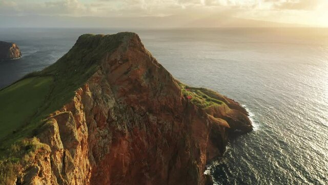 Rocky mountain of Sao Jorge island in atlantic ocean, Azores, Portugal, Europe