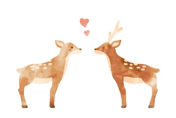 かわいい手描きのカップルのシカ