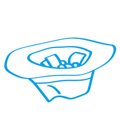 Handgezeichneter Hut in blau