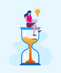 Business time management or time is money flat vector illustration banner and landing page