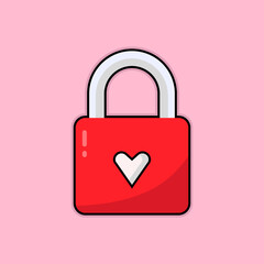 Cute lock on pink background. Vector illustration.