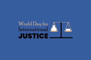 World Day for International Justice. Judge logo. Scale symbol vector illustration. 