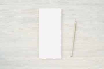 Skinny notepad mockup, vertical notebook for note paper, list, reminder, menu design presentation,...
