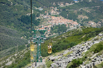 Cable car on the mountains of Monte Capanne, Elba, Italy