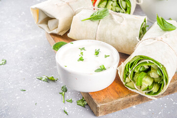 Vegan fresh tortilla wraps with vegetable