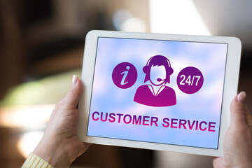 Customer service concept on a tablet