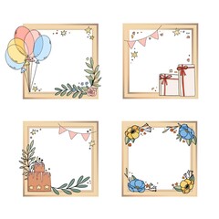 Hand Drawn Birthday Collage Frame Collection