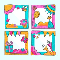 Hand Drawn Birthday Collage Frame Collection