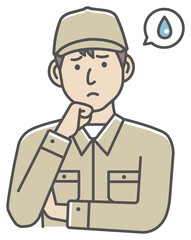 Male blue collar worker gesture illustration | upset, unhappy