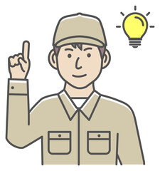 Male blue collar worker gesture illustration | inspiration, idea, solution