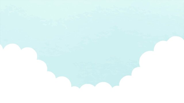 空の背景のアニメーション動画　イラスト　風景　青空　雲　夏　水彩風　イラスト　青空　晴れ　シンプル