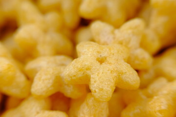 Close up whole grain cereal with breakfast, healthy food
