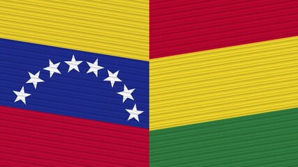 Bolivia and Venezuela Two Half Flags Together Fabric Texture Illustration