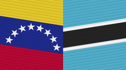 Botswana and Venezuela Two Half Flags Together Fabric Texture Illustration
