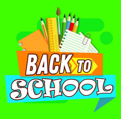 School supplies in a student bag Back to school Vector illustration