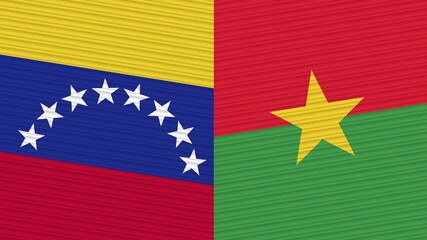 Burkina Faso and Venezuela Two Half Flags Together Fabric Texture Illustration