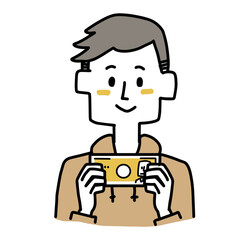 お札を手に持っている男性のイラスト