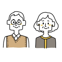高齢の男女のアイコンセット