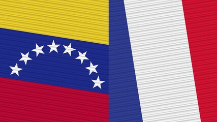 Obraz premium France and Venezuela Two Half Flags Together Fabric Texture Illustration