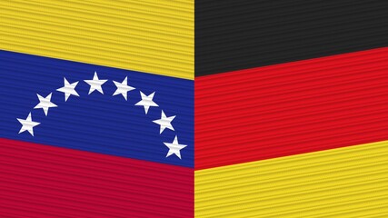 Germany and Venezuela Two Half Flags Together Fabric Texture Illustration