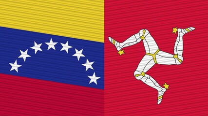 Isle Of Man and Venezuela Two Half Flags Together Fabric Texture Illustration
