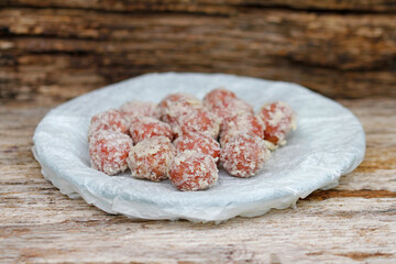 salami pralines with truffle und parmesan cheese