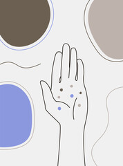 Hand gesture boho style wall art decor. Earth tone creative minimalist hand draw abstract art. modern illustrations. Bohemian style. Organic boho shape