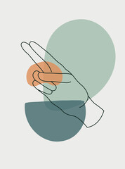 Hand gesture boho style wall art decor. Earth tone creative minimalist hand draw abstract art. modern illustrations. Bohemian style. Organic boho shape