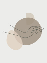 Hand gesture boho style wall art decor. Creative minimalist hand draw abstract art. modern illustrations. Bohemian style collection. Organic boho shape set
