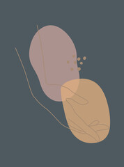 Modern abstract boho style hand gesture. Aesthetic hand-drawn modern gesture art contemporary bohemian poster cover template. Organic boho shape for poster, wall decor, wall art, banner, flier and mor