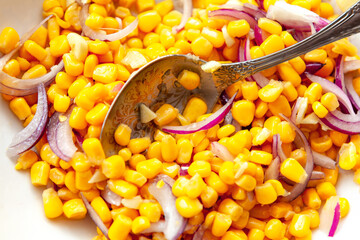Corn and onion salad . Healthy summer eating
