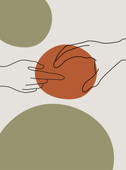 A set of female hand logos in a minimal linear style. Vector logo design Templates with different hand gestures, moon, stars and Crystal. For cosmetics, beauty, tattoo, Spa, manicure, jewelry store
