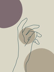 Woman Hands Delicate Rejuvenating, Elegant female hands, Realistic Gestures, Line Art, Vector Illustration