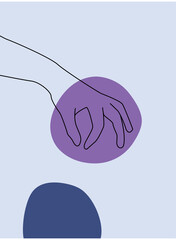 Vector set of hand gesture element in minimal bohemian style. Emblem design templates with different hand gestures. For cosmetics, beauty, spa, manicure, massage. Modern abstract boho hand gesture