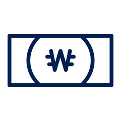 Korean Won Banknote or Paper Money Icon