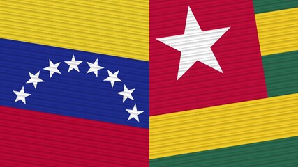Togo and Venezuela Two Half Flags Together Fabric Texture Illustration