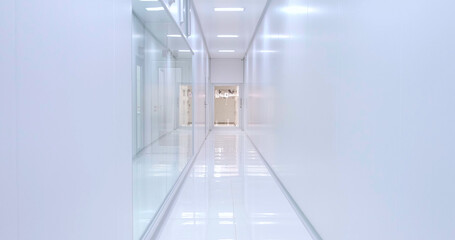 Hospital corridor. Be admitted to a hospital. Entering the hospital urgently on a stretcher.