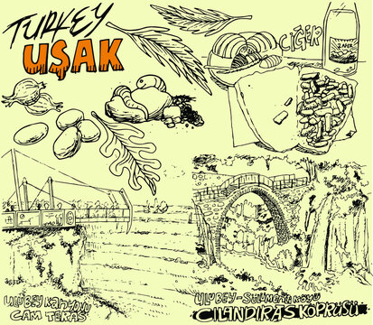 turkey usak city tourism graphic vector