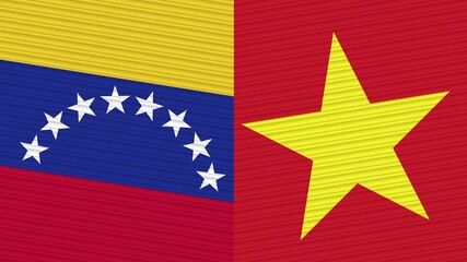 Vietnam and Venezuela Two Half Flags Together Fabric Texture Illustration