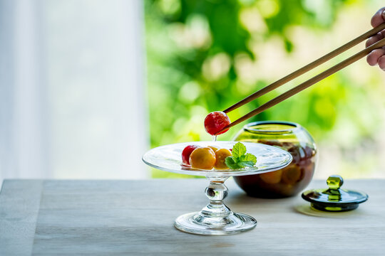 Cherry tomato compote.
Delicious food image.
