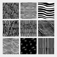 Vintage white black woodcut stripes pattern background vector set, remix from artworks by Samuel Jessurun de Mesquita