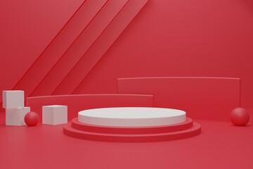 red and white 3d render podium