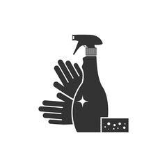 Spray bottle with gloves vector icon