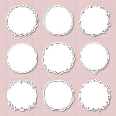 Leafy doodle journal sticker design element set vector