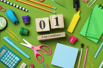 Concept of September 1 on green background