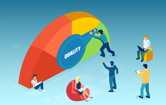 Vector of a group of business people company employees improving service quality